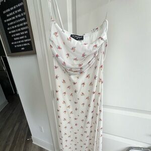 White Floral Midi Dress